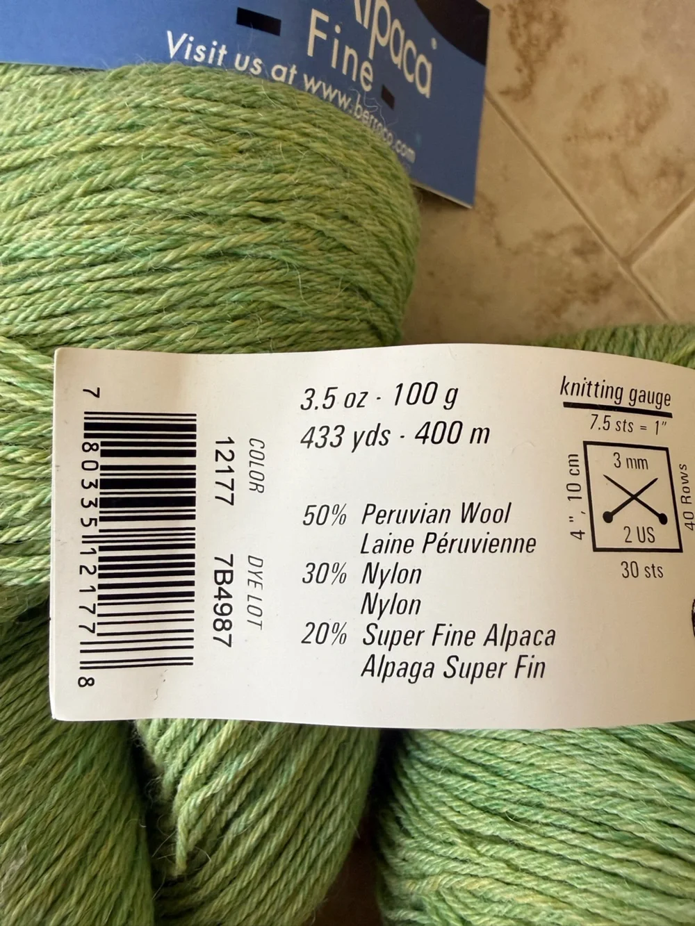 Berroco Ultra Alpaca Fine Knit Yarn - Light Green - Lime Mix
